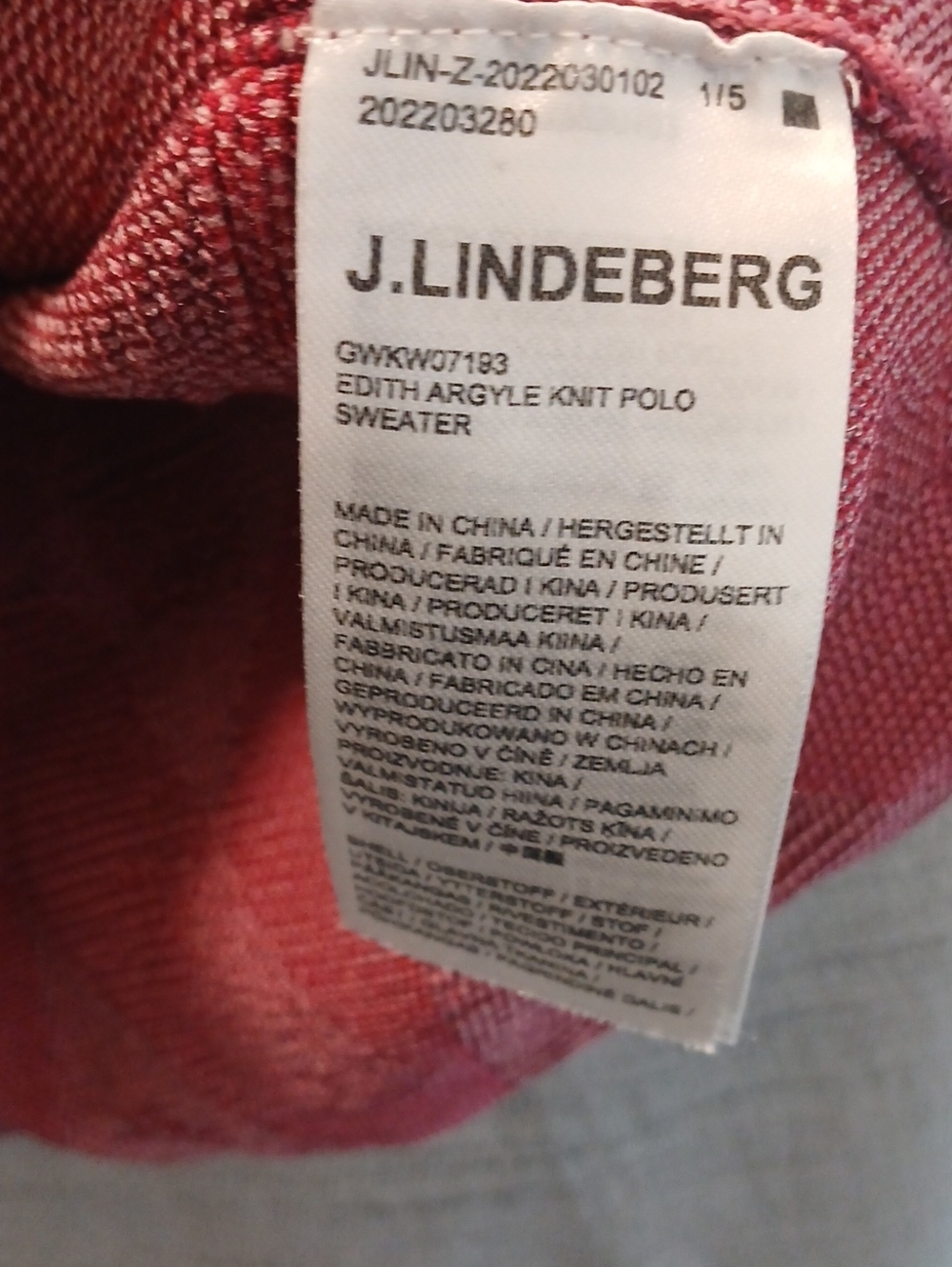 J.Lindeberg x Robbie Williams Edith Argyle Knit Golf Polo Sz S - Picture 6 of 6
